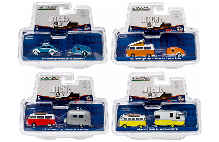 Hitch & Tow V-dub Assortment Set Of 4 1/64 Diecast Model Cars By Greenlight