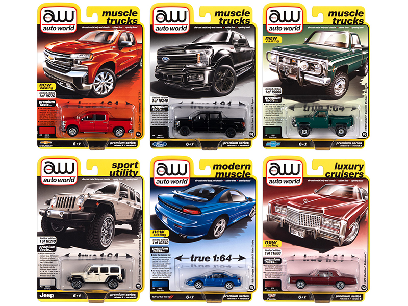 Image of Autoworld Premium 2020 Set B of 6 pieces Release 5 1/64 Diecast Model Cars by Autoworld