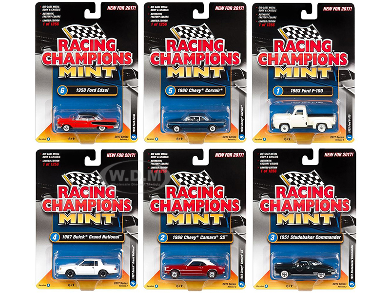 2017 Mint Release 2 Set B Set of 6 Cars 1/64 Diecast Model Cars by Racing Champions