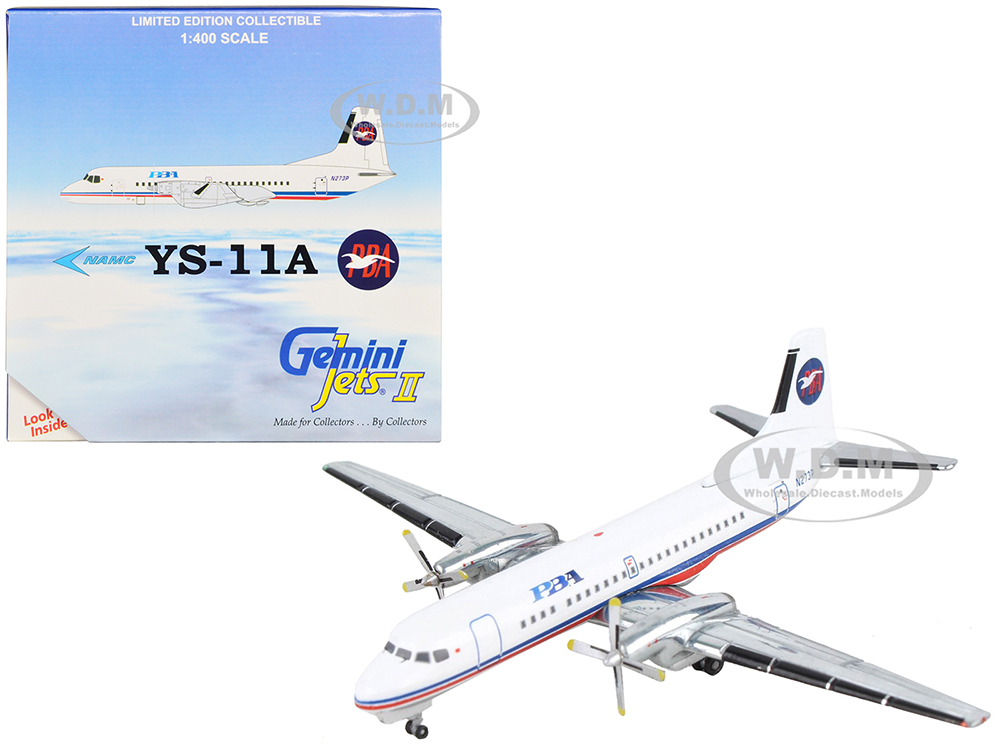 NAMC YS-11A Commercial Aircraft Provincetown-Boston Airlines (PBA) White with Red and Blue Stripes 1/400 Diecast Model Airplane by GeminiJets