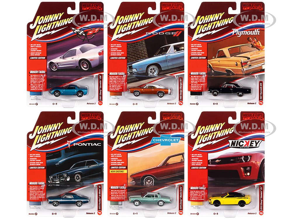 "Muscle Cars USA" 2022 Set B of 6 pieces Release 2 1/64 Diecast Model Cars by Johnny Lightning