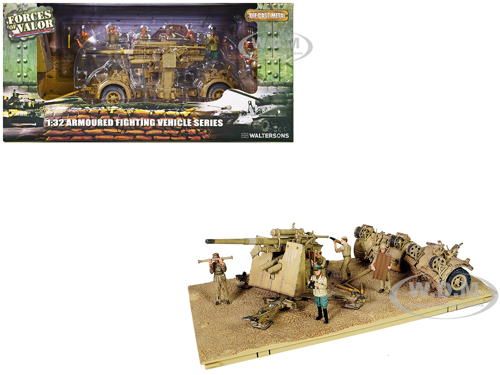 German Krupp Flak 36 with Flak Rohr 18 Gun Barrel and SD. 202 Tow Vehicle Battle of EL Alamein North Africa (1942) German Army Armoured Fighting Vehicle Series 1/32 Diecast Model by Forces of Valor