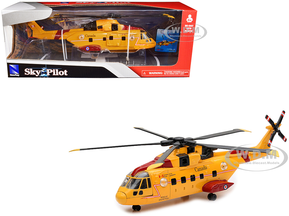 AgustaWestland AW101 (EH101) Helicopter Yellow "Canada Forces Search &amp; Rescue" "Sky Pilot" Series 1/72 Diecast Model by New Ray