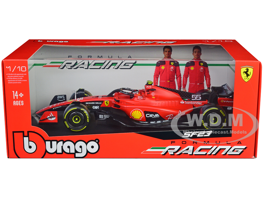 Ferrari SF-23 #55 Carlos Sainz Formula One F1 World Championship (2023) Formula Racing Series 1/18 Diecast Model Car by Bburago