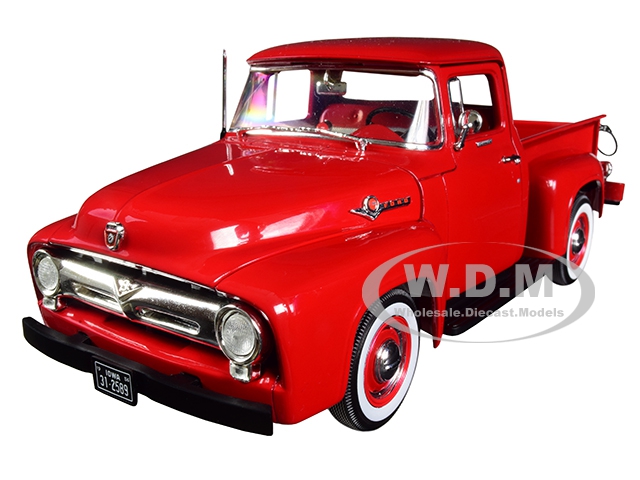 Image of 1956 Ford F-100 Pickup Truck High Feature Vermillion Red 1/25 Diecast Model Car by First Gear