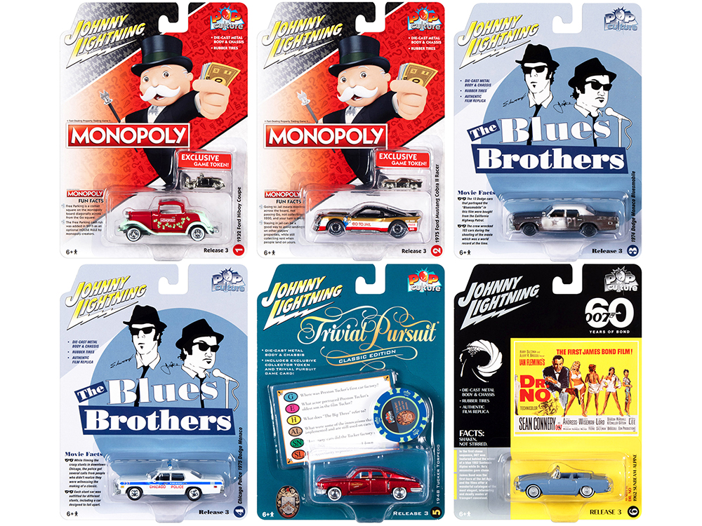 Pop Culture 2021 Set of 6 Cars Release 5 1/64 Diecast Model Cars by Johnny Lightning