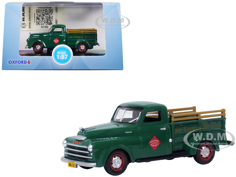 1948 Dodge B-1B Pickup Truck Green "Railway Express Agency" 1/87 (HO) Scale Diecast Model Car by Oxford Diecast