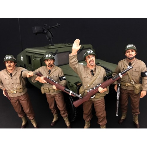 WWII Military Police 4 Piece Figure Set For 118 Scale Models by American Diorama