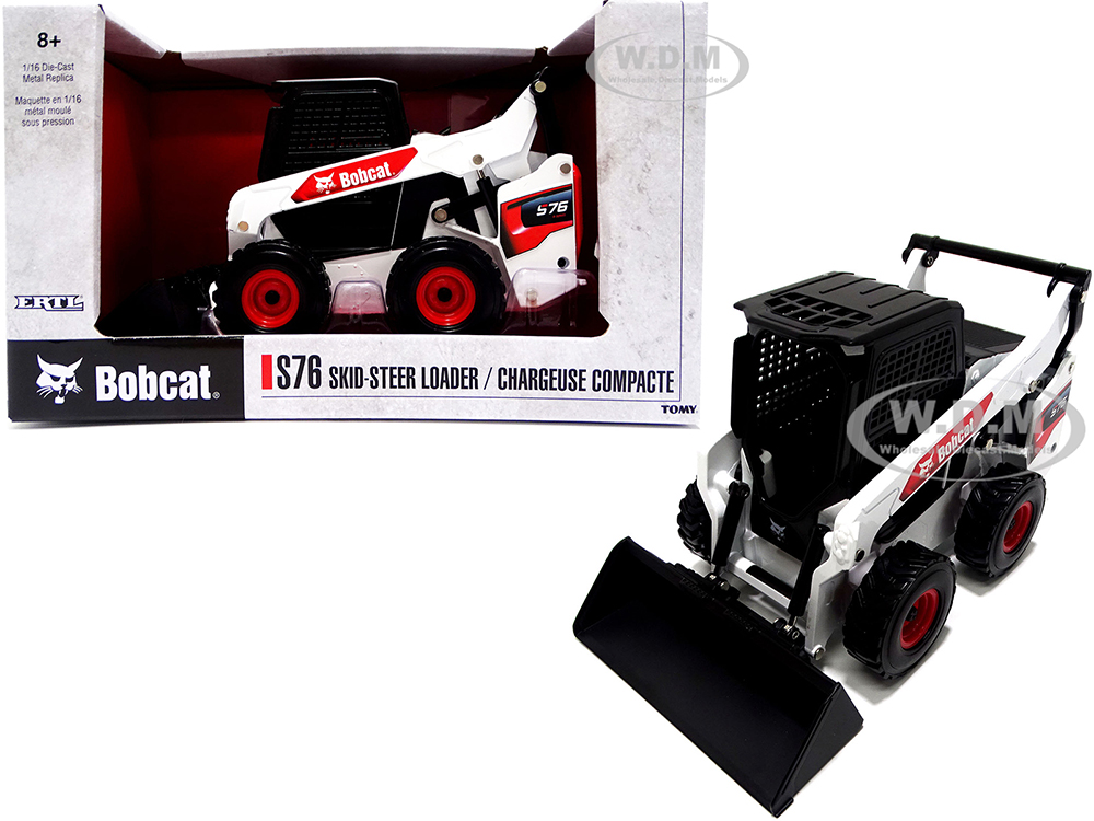 Bobcat S76 Skid-Steer Loader White and Black 1/16 Diecast Model by ERTL TOMY