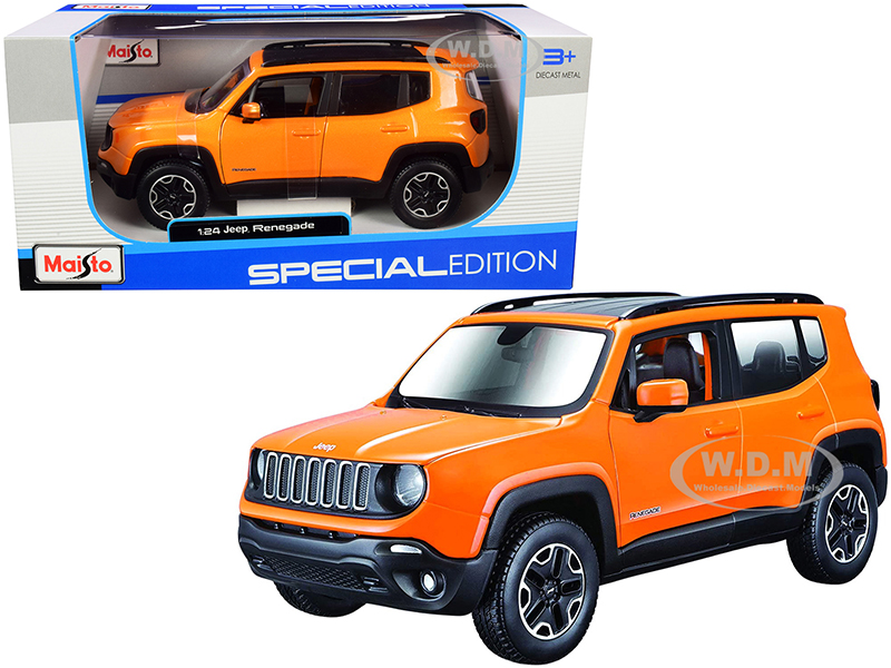 Jeep Renegade Orange Metallic with Black Top "Special Edition" 1/24 Diecast Model Car by Maisto