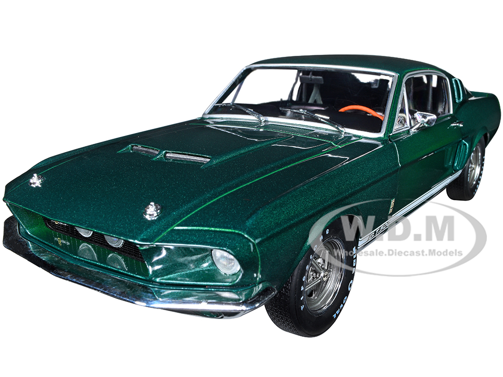 1967 Ford Mustang Shelby GT500 Highland Green Metallic with White Stripes 1/18 Diecast Model Car by Solido