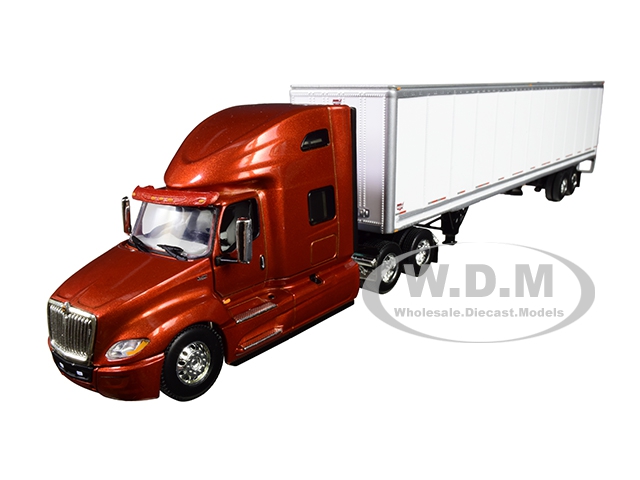 International Lt High-roof Sleeper Cab With 53 Wabash Duraplate Dry Goods Trailer Red And White 1/64 Diecast Model By Dcp/first Gear