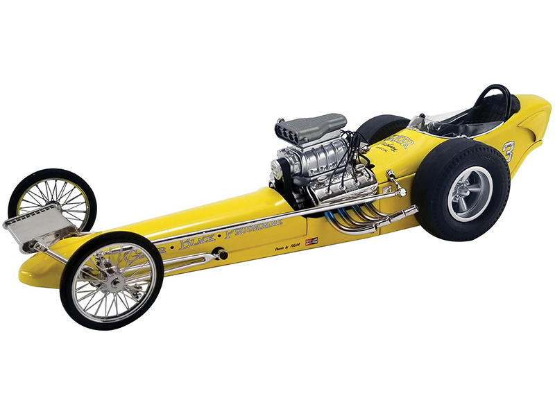 Image of Vintage Dragster Greer-Black-Prudhomme Dragster Yellow Limited Edition to 540 pieces Worldwide 1/18 Diecast Model Car by GMP