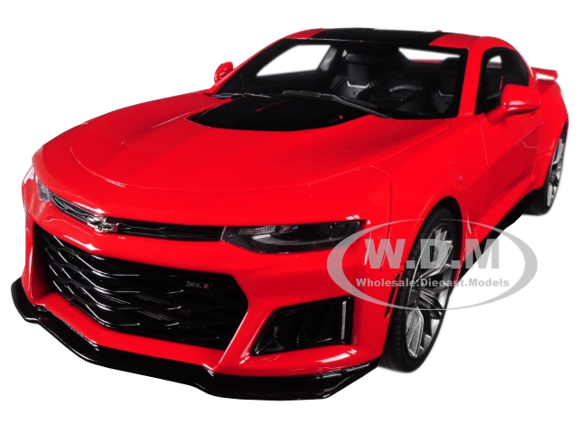 Image of 2017 Chevrolet Camaro ZL1 Coupe Red with Black Stripe 1/18 Model Car by GT Spirit for ACME