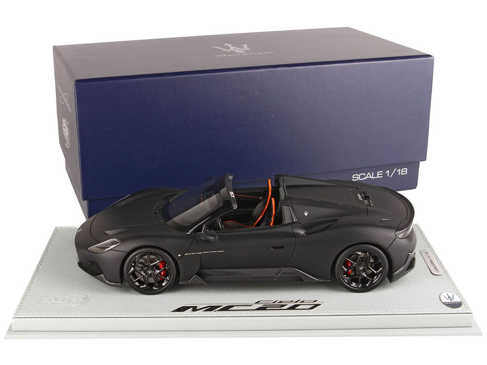 Maserati MC20 Cielo Nero Opaco Matt Black with DISPLAY CASE Limited Edition to 40 pieces Worldwide 1/18 Model Car by BBR