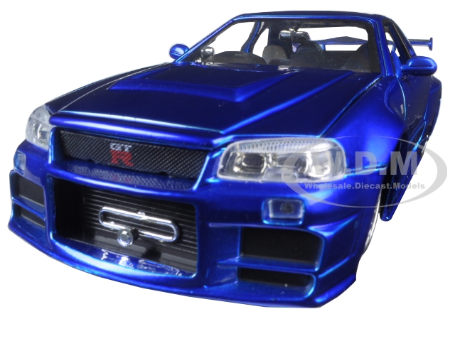 Brians Nissan GTR Skyline R34 RHD (Right Hand Drive) Blue "Fast &amp; Furious" Movie 1/24 Diecast Model Car by Jada