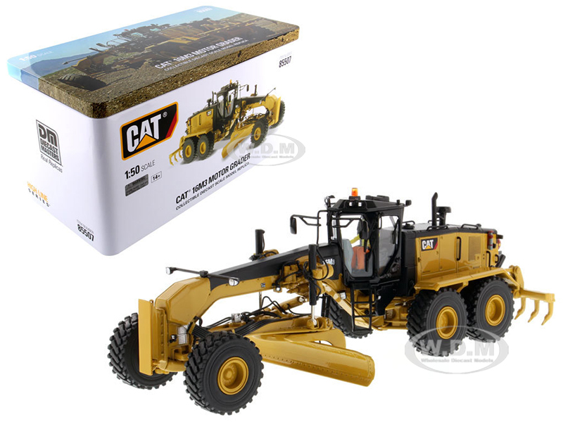 Cat Caterpillar 16m3 Motor Grader With Operator "high Line Series" 1/50 Diecast Model By Diecast Masters