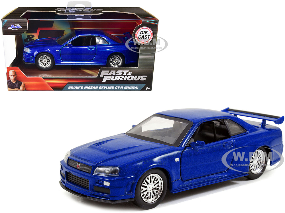 Brians Nissan Skyline GT-R R34 Blue Fast & Furious Movie 1/32 Diecast Car Model by Jada
