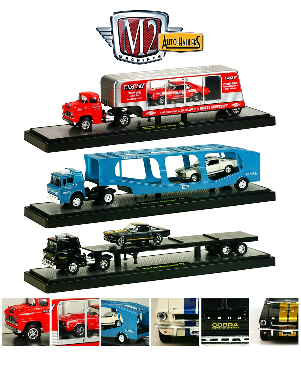 Auto Haulers Release 15 "a" 3 Trucks Set 1/64 Diecast Models By M2 Machines