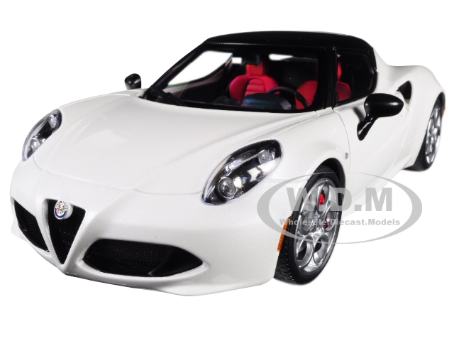 Image of Alfa Romeo 4C Spider Bianco Trofeo/ White with Black Top 1/18 Model Car by Autoart