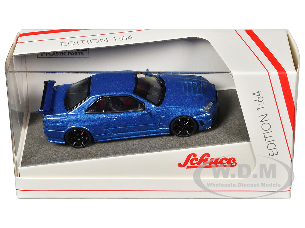 Nissan Skyline GT-R (R34) Nismo Z-Tune RHD (Right Hand Drive) Blue Metallic 1/64 Diecast Model Car by Schuco