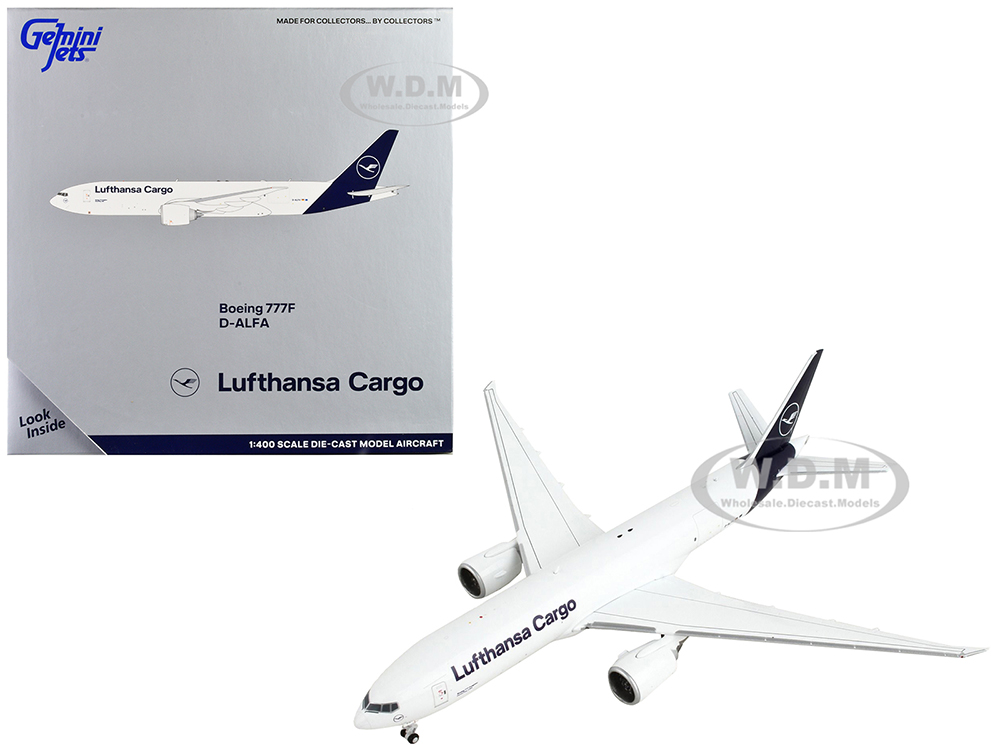 Boeing 777F Commercial Aircraft Lufthansa Cargo White with Dark Blue Tail 1/400 Diecast Model Airplane by GeminiJets