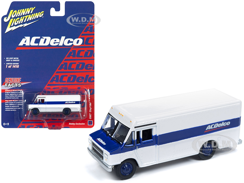 1990 Gmc Step Van "acdelco" White With Blue Stripe Limited Edition To 1416 Pieces Worldwide 1/87 (ho) Scale Diecast Model By Johnny Lightning