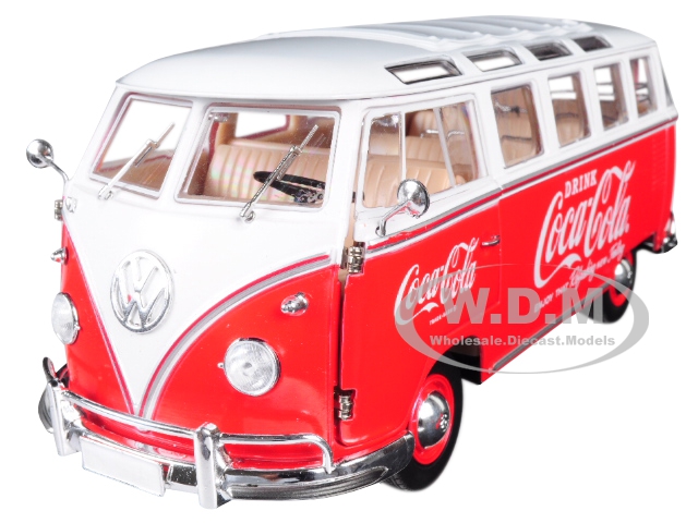 1960 Volkswagen Microbus Deluxe U.s.a. Model "coca-cola" Red With White Top Limited Edition To 9600 Pieces Worldwide 1/24 Diecast Model By M2 Machine
