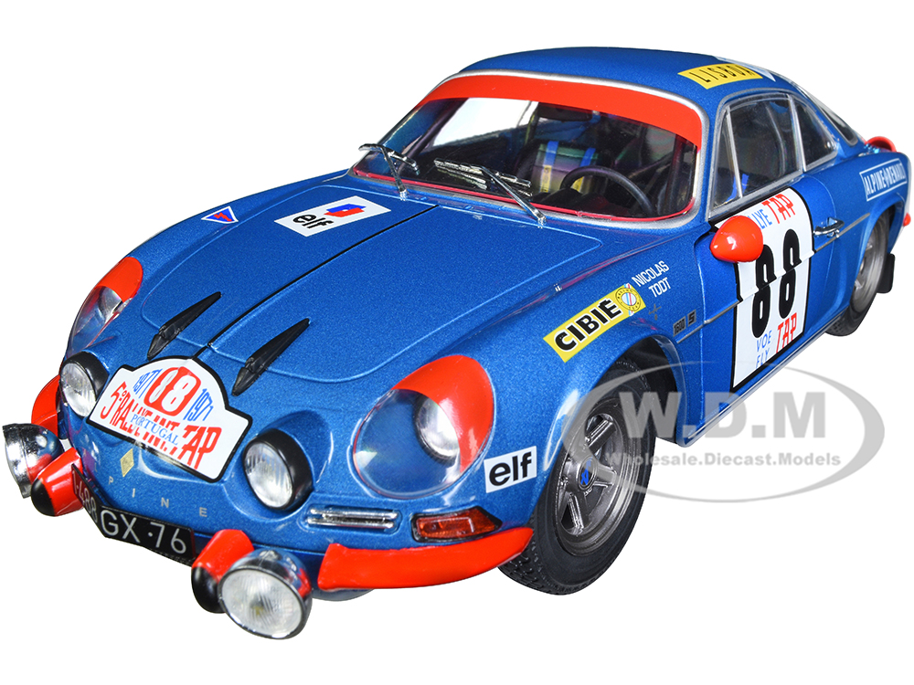 Alpine A110 1600S 88 Jean-Pierre Nicolas - Jean Todt Winner Portugal Rally (1971) "Competition" Series 1/18 Diecast Model Car by Solido