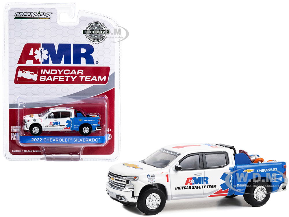 2022 Chevrolet Silverado Pickup Truck #1 2022 NTT IndyCar Series AMR IndyCar Safety Team with Safety Equipment in Truck Bed Hobby Exclusive Series 1/64 Diecast Model Car by Greenlight