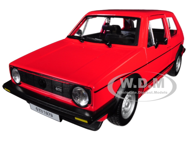 1979 Volkswagen Golf Mk1 GTI Red with Black Stripes 1/24 Diecast Model Car by Bburago