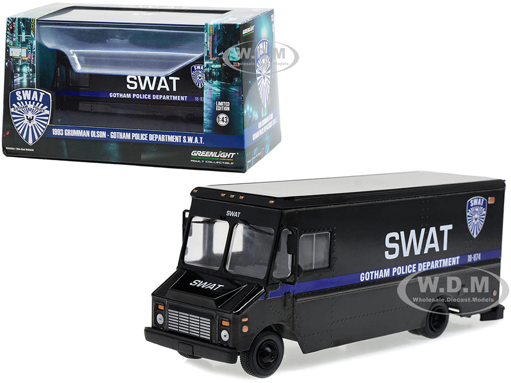 1993 Grumman Olson Van Black Gotham Police Department S.W.A.T. 1/43 Diecast Model Car By Greenlight