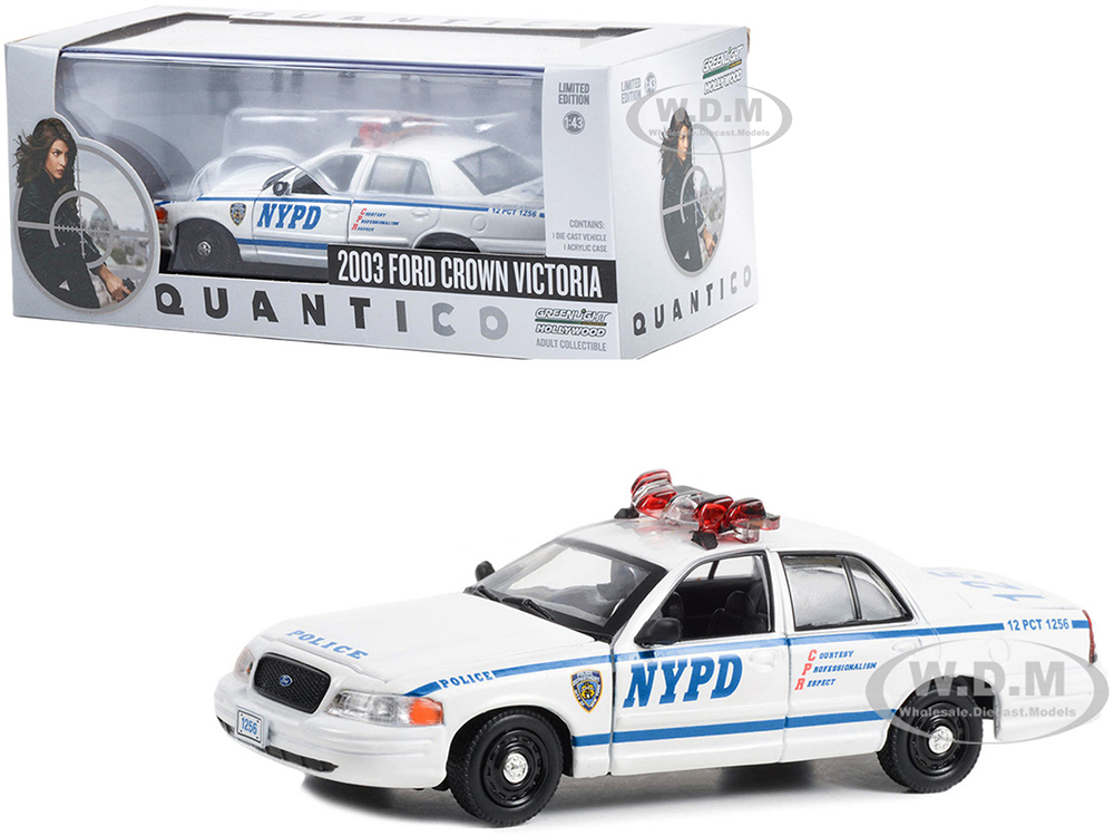 2003 Ford Crown Victoria Police Interceptor NYPD (New York City Police Dept) White "Quantico" (2015-2018) TV Series 1/43 Diecast Model Car by Greenli