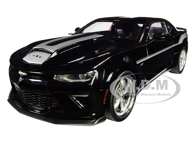 Image of 2018 Chevrolet Camaro Yenko/SC Stage I Coupe Black with Silver Stripes Limited Edition to 702 pieces Worldwide 1/18 Diecast Model Car by Autoworld