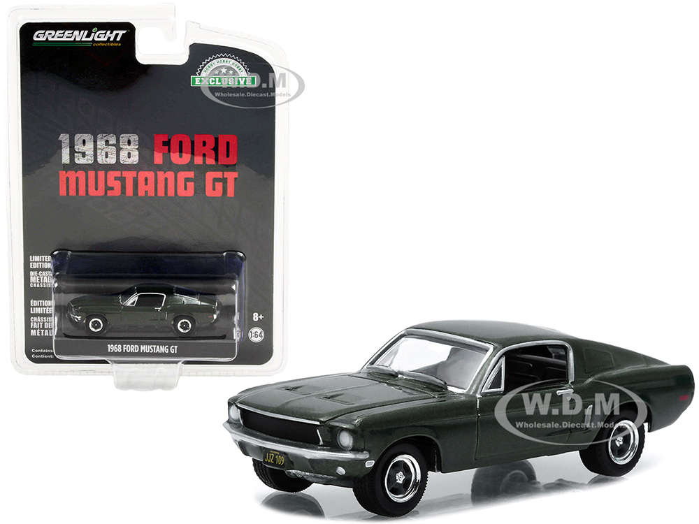 1968 Ford Mustang GT Fastback Highland Green Metallic Hobby Exclusive 1/64 Diecast Model Car by Greenlight