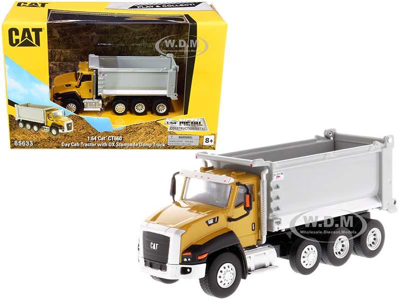 CAT Caterpillar CT660 Day Cab Tractor with OX Stampede Dump Truck "Play &amp; Collect" Series 1/64 Diecast Model by Diecast Masters