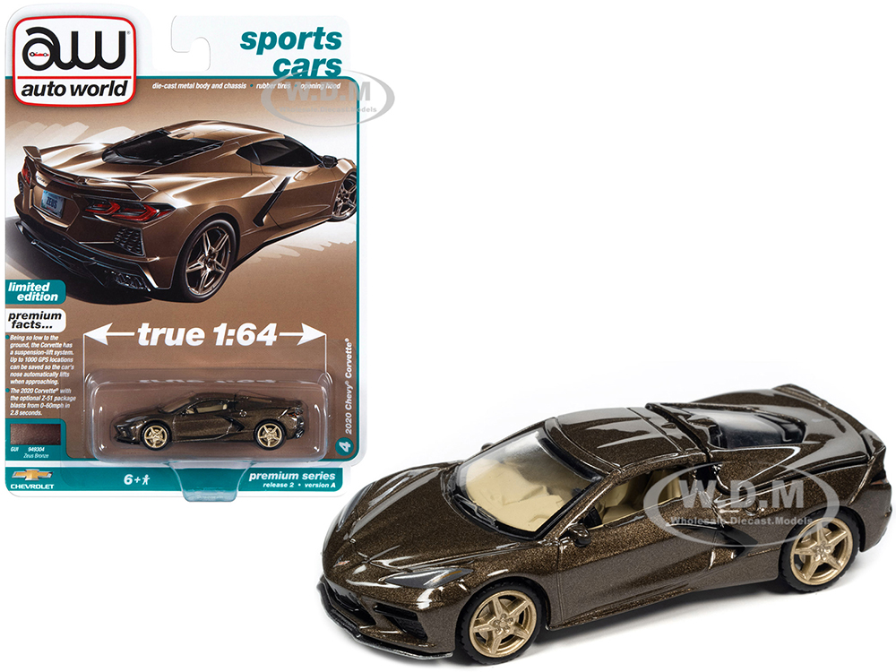 2020 Chevrolet Corvette Zeus Bronze Metallic Sports Cars Limited Edition 1/64 Diecast Model Car by Auto World