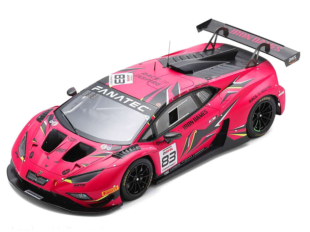 Lamborghini Huracan GT3 Evo2 #83 Sarah Bovy - Rahel Frey - Michelle Gatting - Doriane Pin Iron Dames 24 Hours of Spa (2023) with Acrylic Display Case 1/18 Model Car by Spark