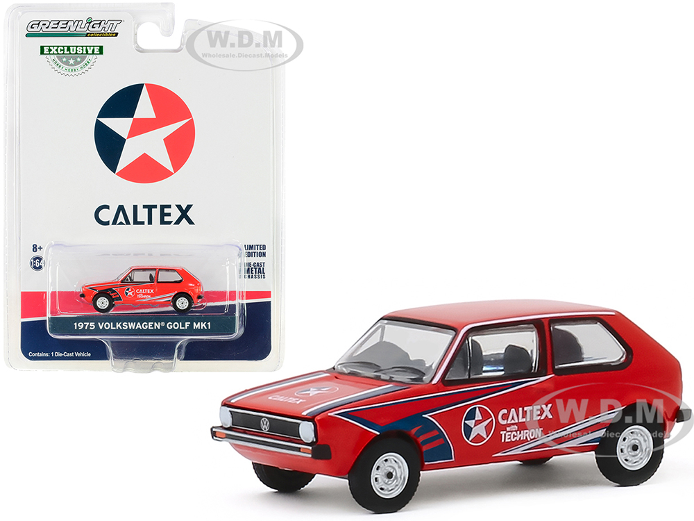 Image of 1975 Volkswagen Golf Mk1 Red "Caltex with Techron" "Hobby Exclusive" 1/64 Diecast Model Car by Greenlight