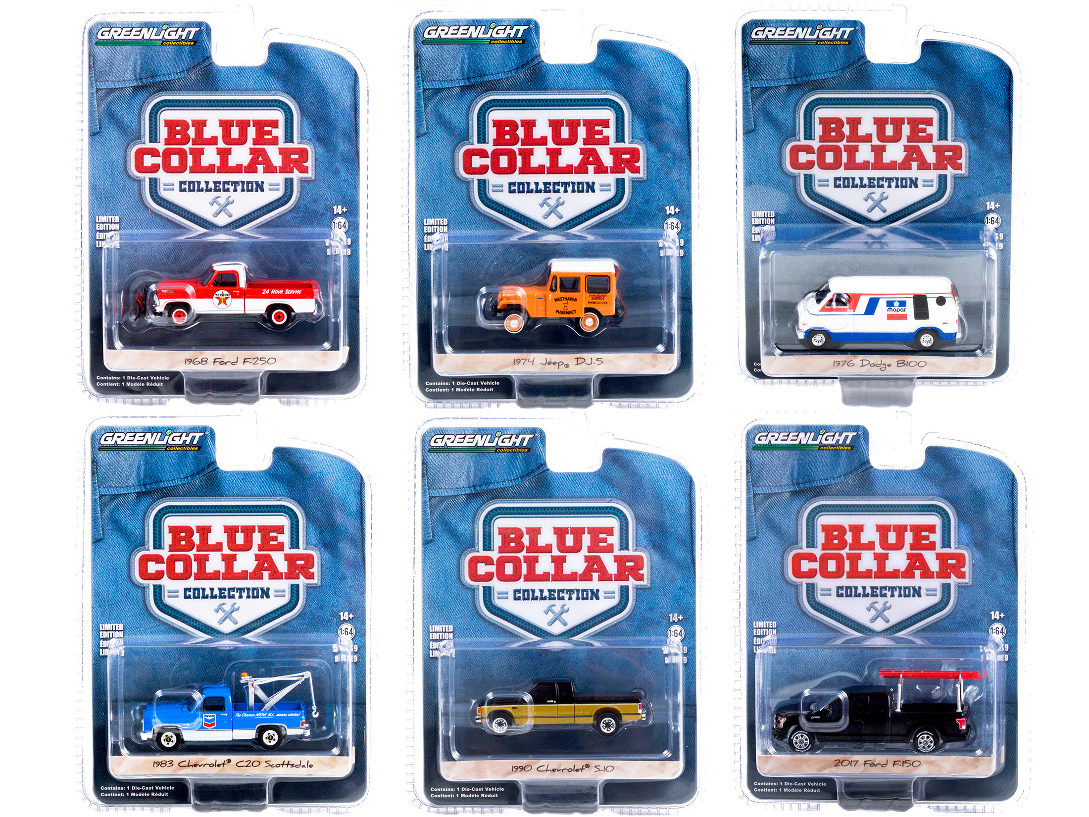 "Blue Collar Collection" Set of 6 pieces Series 9 1/64 Diecast Model Cars by Greenlight