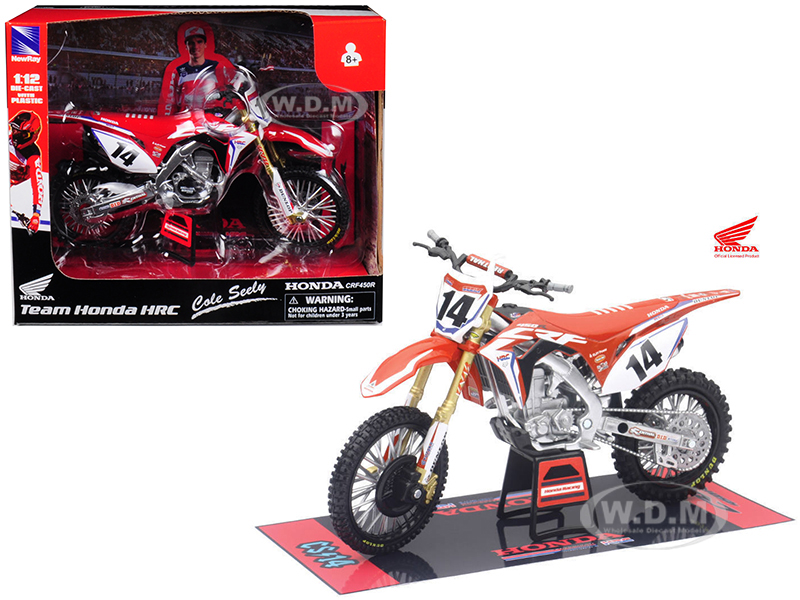 Honda Racing Team CRF450R Cole Seely 14 Motorcycle Model 1/12 by New Ray