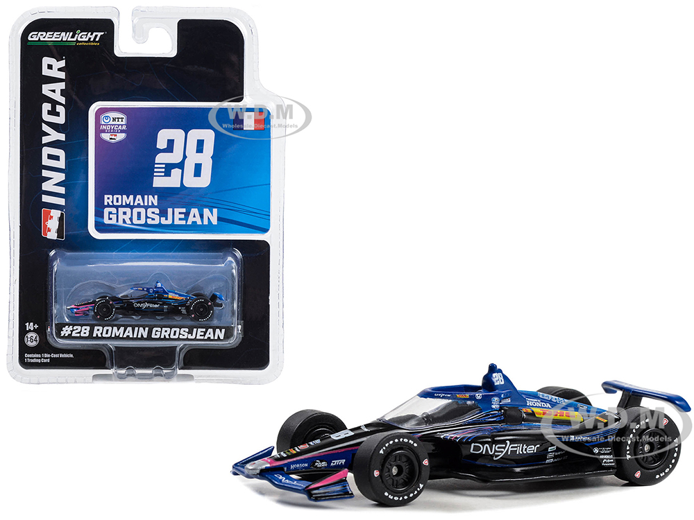 Dallara IndyCar #28 Romain Grosjean DNSFilter Andretti Autosport NTT IndyCar Series (2023) 1/64 Diecast Model Car by Greenlight