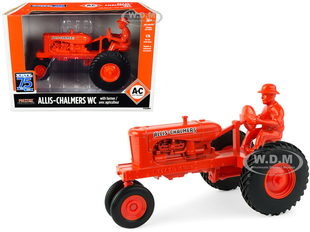 Allis-Chalmers WC Tractor Red with Diecast Farmer Figurine "ERTL 75th Anniversary" (1945-2020) "Prestige Collection" Series 1/16 Diecast Model by ERT