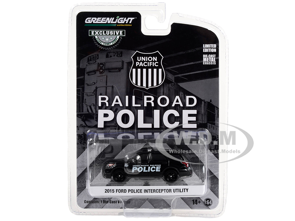 2015 Ford Police Interceptor Utility Black Union Pacific Railroad Police Hobby Exclusive Series 1/64 Diecast Model Car by Greenlight