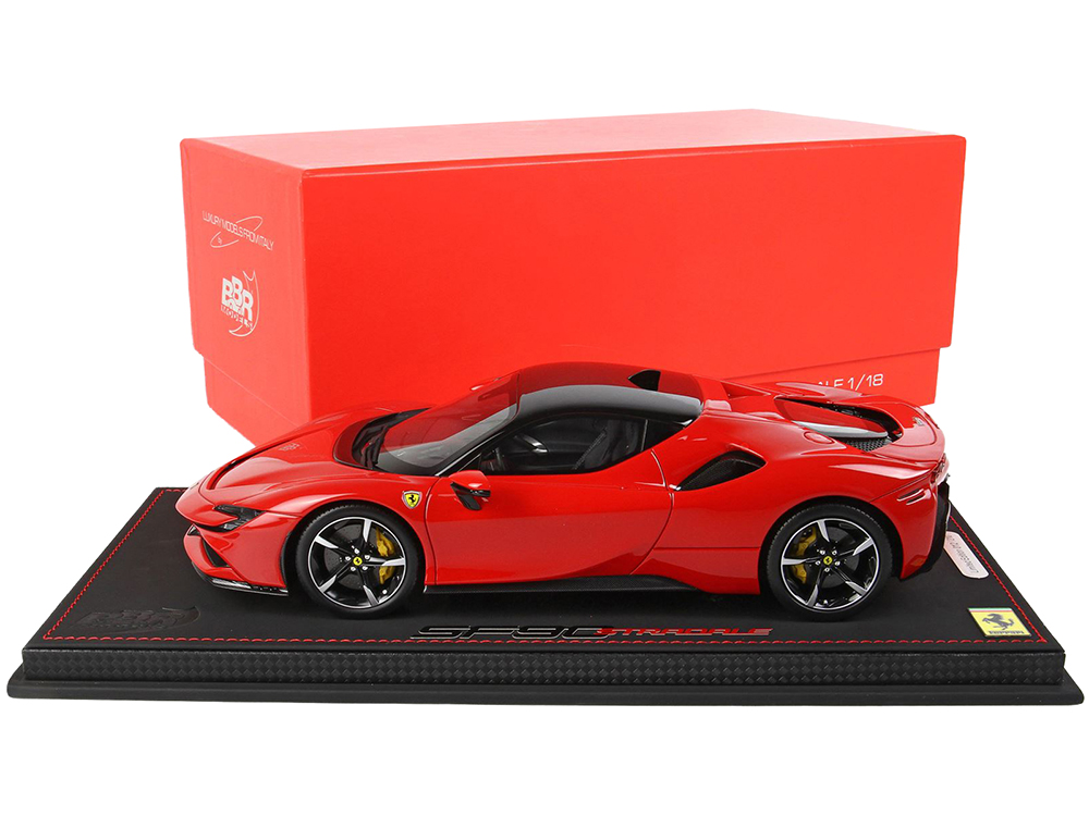 2019 Ferrari SF90 Stradale Rosso Corsa Red with Black Top with DISPLAY CASE Limited Edition to 210 pieces Worldwide 1/18 Model Car by BBR