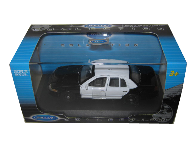 Image of Ford Crown Victoria Unmarked Black/White Police Car 1/43 Diecast Model Car by Welly