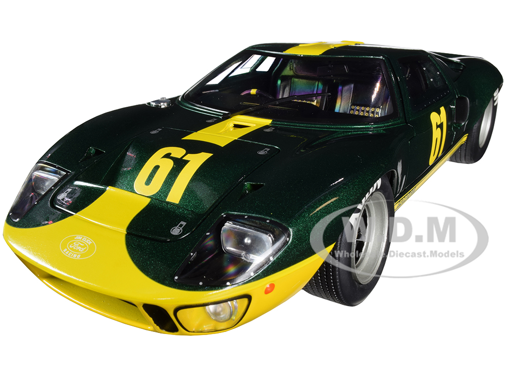 Ford GT40 Mk1 RHD (Right Hand Drive) #61 Racing Custom Green Metallic with Yellow Stripes Competition Series 1/18 Diecast Model Car by Solido