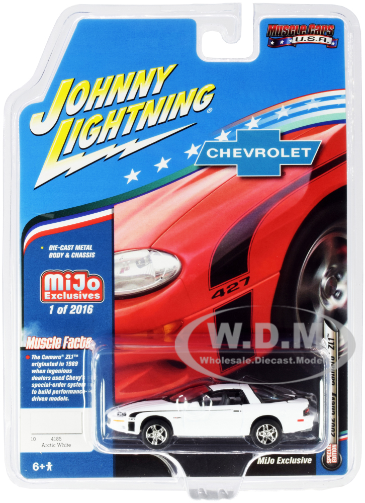 2002 Chevrolet Camaro ZL1 427 Arctic White with Black Stripes "Muscle Cars USA" Limited Edition to 2016 pieces Worldwide 1/64 Diecast Model Car by Jo