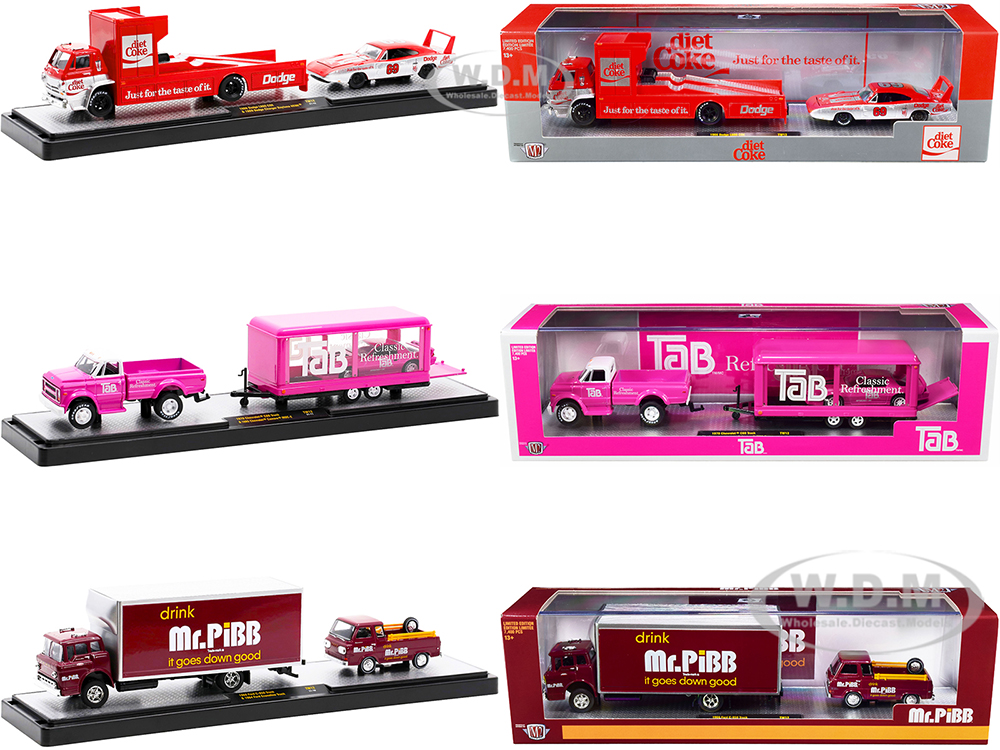 Auto Haulers 3 Sodas Set Of 3 Pieces Release 12 Limited Edition To 7400 Pieces Worldwide 1/64 Diecast Models By M2 Machines