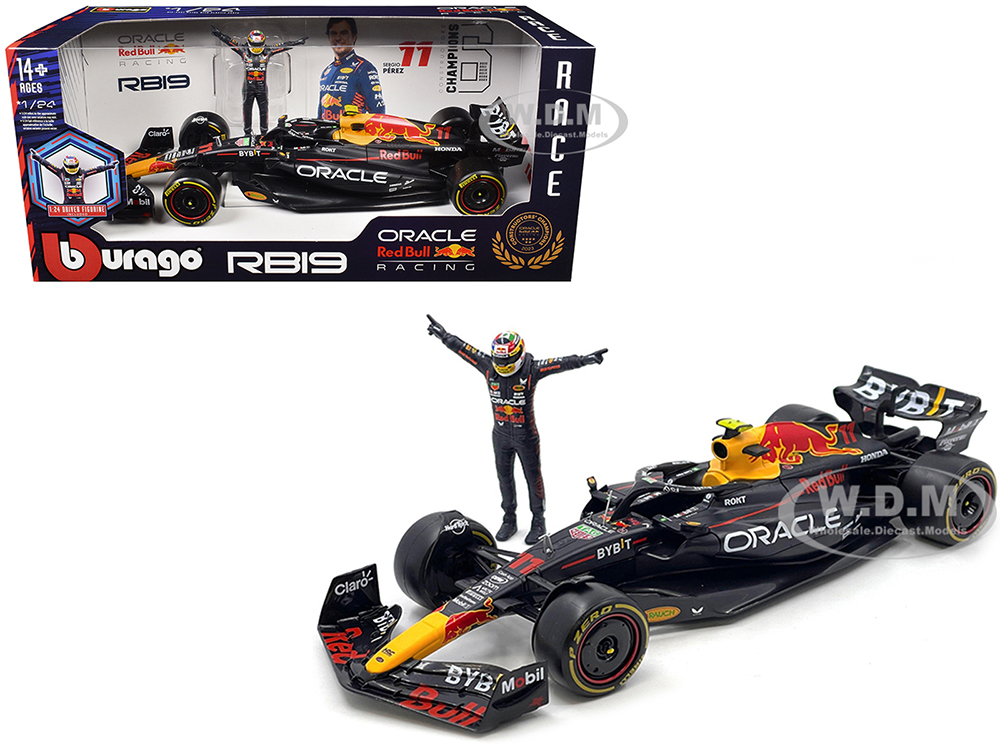 Red Bull Racing RB19 #11 Sergio Perez Oracle Formula One F1 Championship Constructor Champions (2023) with Driver Figure 1/24 Diecast Model Car by Bburago
